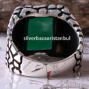 Emerald Stone Jewelry Handmade 925 Sterling Silver Men Ring silverbazaaristanbul 