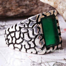 Emerald Stone Jewelry Handmade 925 Sterling Silver Men Ring silverbazaaristanbul 