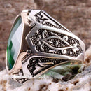 Emerald Stone Jewelry Handmade 925 Sterling Silver Men Ring silverbazaaristanbul 
