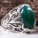 Emerald Stone Jewelry Handmade 925 Sterling Silver Men Ring silverbazaaristanbul 