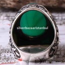 Emerald Stone Jewelry Handmade 925 Sterling Silver Men Ring silverbazaaristanbul 