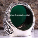 Emerald Stone Jewelry Handmade 925 Sterling Silver Men Ring silverbazaaristanbul 