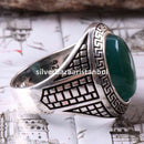 Emerald Stone Jewelry Handmade 925 Sterling Silver Men Ring silverbazaaristanbul 