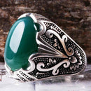 Emerald Stone Jewelry Handmade 925 Sterling Silver Men Ring silverbazaaristanbul 