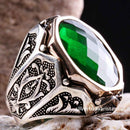 Emerald Stone Jewelry Handmade 925 Sterling Silver Men Ring silverbazaaristanbul 