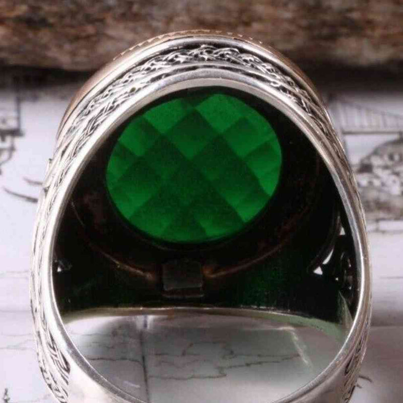 Emerald Stone Jewelry Handmade 925 Sterling Silver Men Ring silverbazaaristanbul 