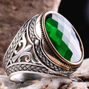 Emerald Stone Jewelry Handmade 925 Sterling Silver Men Ring silverbazaaristanbul 