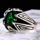 Emerald Stone Jewelry Handmade 925 Sterling Silver Men Ring silverbazaaristanbul 