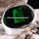 Emerald Stone Jewelry Handmade 925 Sterling Silver Men Ring silverbazaaristanbul 