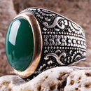 Emerald Stone Jewelry Handmade 925 Sterling Silver Men silverbazaaristanbul 
