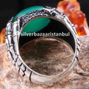 Emerald Stone Jewelry Handmade Claw925 Sterling Silver Men Ring silverbazaaristanbul 