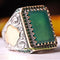 Emerald Stone Turkish Handmade 925 Sterling Silver Ottoman Mens Ring silverbazaaristanbul 