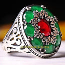 Excellent 925 Sterling Silver Emerald and Ruby Stone Mens Ring silverbazaaristanbul 