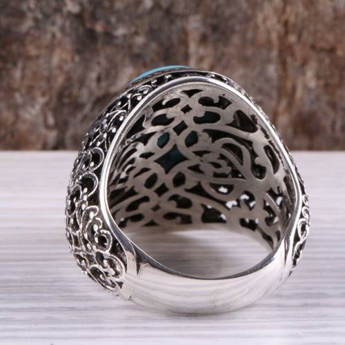Excellent Design 925 Sterling Silver Turquoise Stone Mens Ring silverbazaaristanbul 