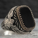 Exclusive 925 Sterling Silver Eagle Style Onyx Stone Mens Ring silverbazaaristanbul 