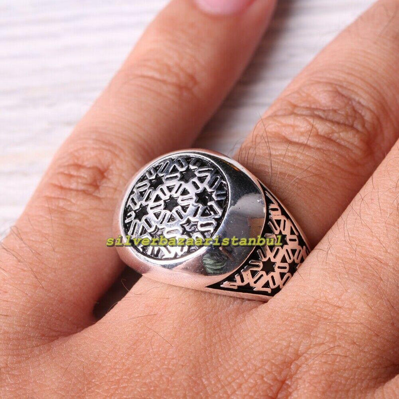 Exclusive Design No Stone Handmade 925 Sterling Silver Mens Ring silverbazaaristanbul 