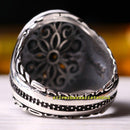 Exclusive Handmade 925 Sterling Silver White Agate Stone Mens Ring silverbazaaristanbul 
