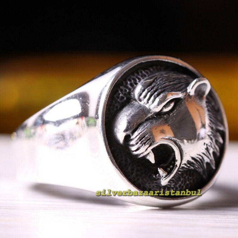 Exclusive Lion Design No Stone 925 Sterling Silver Mens Ring silverbazaaristanbul 