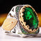 Faceted Small Emerald Stones 925 Sterling Silver Mens Ring silverbazaaristanbul 