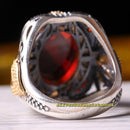 Faceted Small Ruby and Citrine Stones 925 Sterling Silver Mens Ring silverbazaaristanbul 