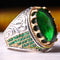Flashy Green Emerald Handmade 925 Sterling Silver Luxury Mens Ring silverbazaaristanbul 