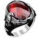 Freedom Eagle 925 Sterling Silver Ruby Mens Ring silverbazaaristanbul 