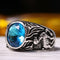 Gazelle Style Bright Aquamarine Stone 925 Sterling Silver Mens Ring silverbazaaristanbul 
