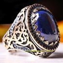 Gorgeous Blue Sapphire Stone Heavy 925 Sterling Silver Mens Ring silverbazaaristanbul 