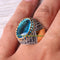 Great Aquamarine and Sapphire Stone 925 Sterling Silver Mens Ring silverbazaaristanbul 