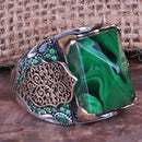 Green 925 Sterling Silver Amber Stone Ring for Men silverbazaaristanbul 