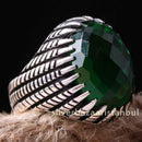 Green Emerald Jewelry Handmade 925 Sterling Silver Mens Ring silverbazaaristanbul 
