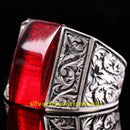 Turkish Handmade Special 925 Sterling Silver Red Ruby Stone Mens All Size Ring silverbazaaristanbul 