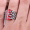Hand Engraved 925 Sterling Silver Ruby Stone Elegant Mens Ring silverbazaaristanbul 
