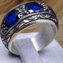Hand Engraved Best Sapphire 925 Sterling Awesome Mens Ring silverbazaaristanbul 