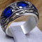 Hand Engraved Best Sapphire 925 Sterling Awesome Mens Ring silverbazaaristanbul 