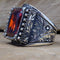 Hand Engraved Luxury 925 Sterling Silver Ruby Mens Ring silverbazaaristanbul 
