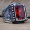Hand Engraved Luxury 925 Sterling Silver Ruby Mens Ring silverbazaaristanbul 