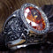 Hand Engraved Luxury Citrine Stone Ring for Men silverbazaaristanbul 