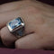 Hand Engraved Natural Aquamarine 925 Sterling Silver Mens Ring silverbazaaristanbul 