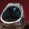 Hand Engraved Natural Aquamarine 925 Sterling Silver Mens Ring silverbazaaristanbul 