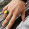 Hand Engraved Natural Drop Amber 925 Sterling Silver Luxury Mens Ring silverbazaaristanbul 