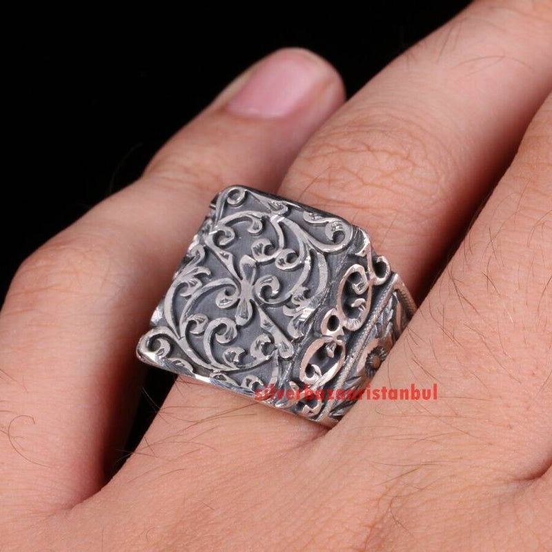 Men's Engraved Ring with Braided Inlay | Laser Engraved Jewelry