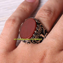 Handmade 925 Sterling Eagle Design Agate Aqeeq Stone Mens Ring silverbazaaristanbul 