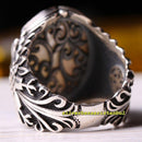 Handmade 925 Sterling Eagle Design Mother of Pearl Stone Mens Ring silverbazaaristanbul 