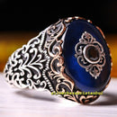 Handmade 925 Sterling Exclusive Original Sapphire Stone Mens Ring silverbazaaristanbul 