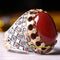 Handmade 925 Sterling Natural Agate Aqeeq Red Stone Mens Ring silverbazaaristanbul 