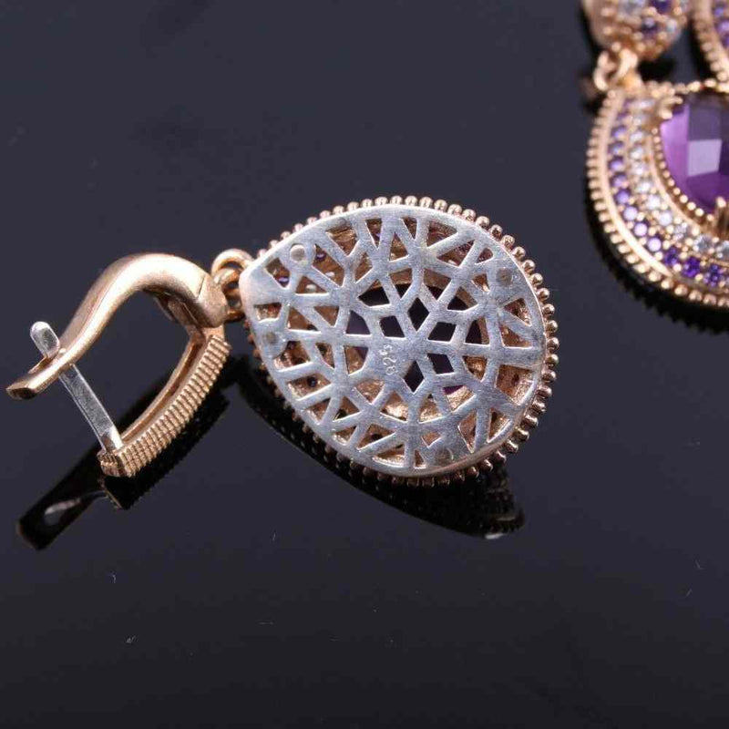 Handmade 925 Sterling Silver Amethyst Stone Ladies Womens Set silverbazaaristanbul 