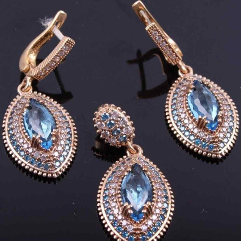 Handmade 925 Sterling Silver Aquamarine Stone Set for Women silverbazaaristanbul 