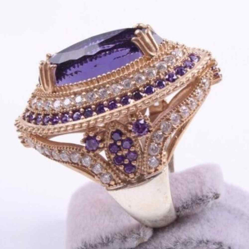 Handmade 925 Sterling Silver Big Amethyst Stone Ladies Ring silverbazaaristanbul 