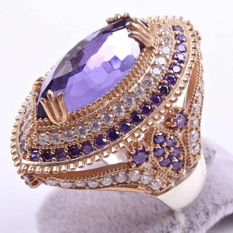 Handmade 925 Sterling Silver Big Amethyst Stone Ladies Ring silverbazaaristanbul 